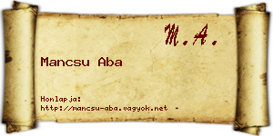 Mancsu Aba névjegykártya